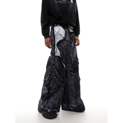 Oversized wide leg denim pants for streetwear and urban style