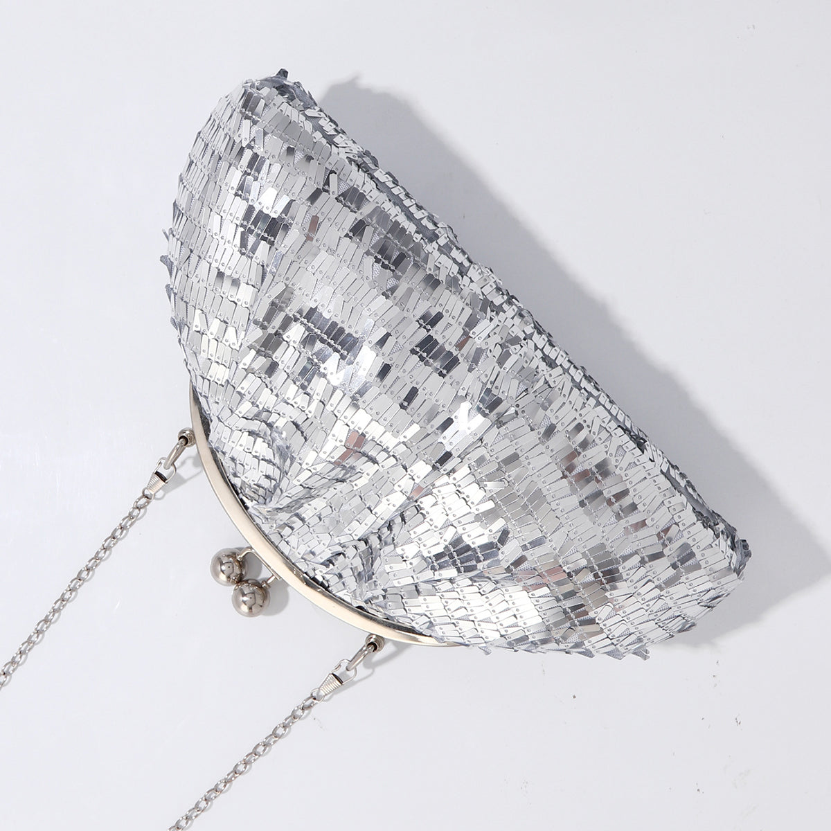 Women's silver sequin clutch purse for weddings