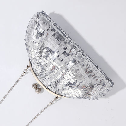 Women's silver sequin clutch purse for weddings