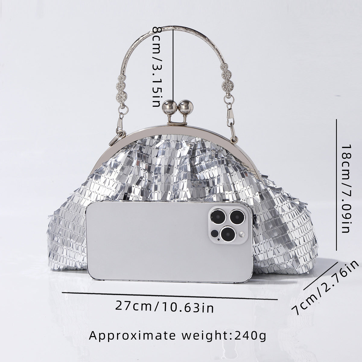 Elegant silver cloud handbag for formal occasions