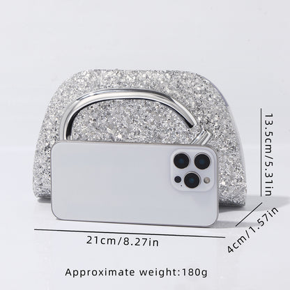 Silver sparkle clutch bag for cocktail parties