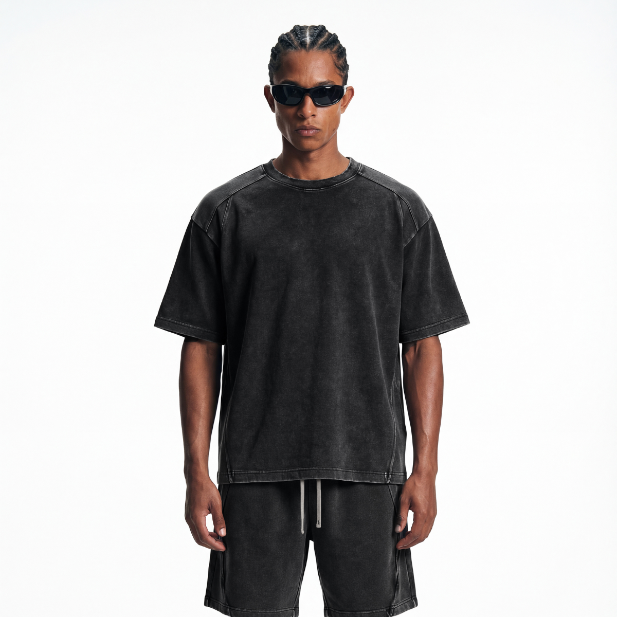 Stone Wash Distressed Short-Sleeve Baggy Tee