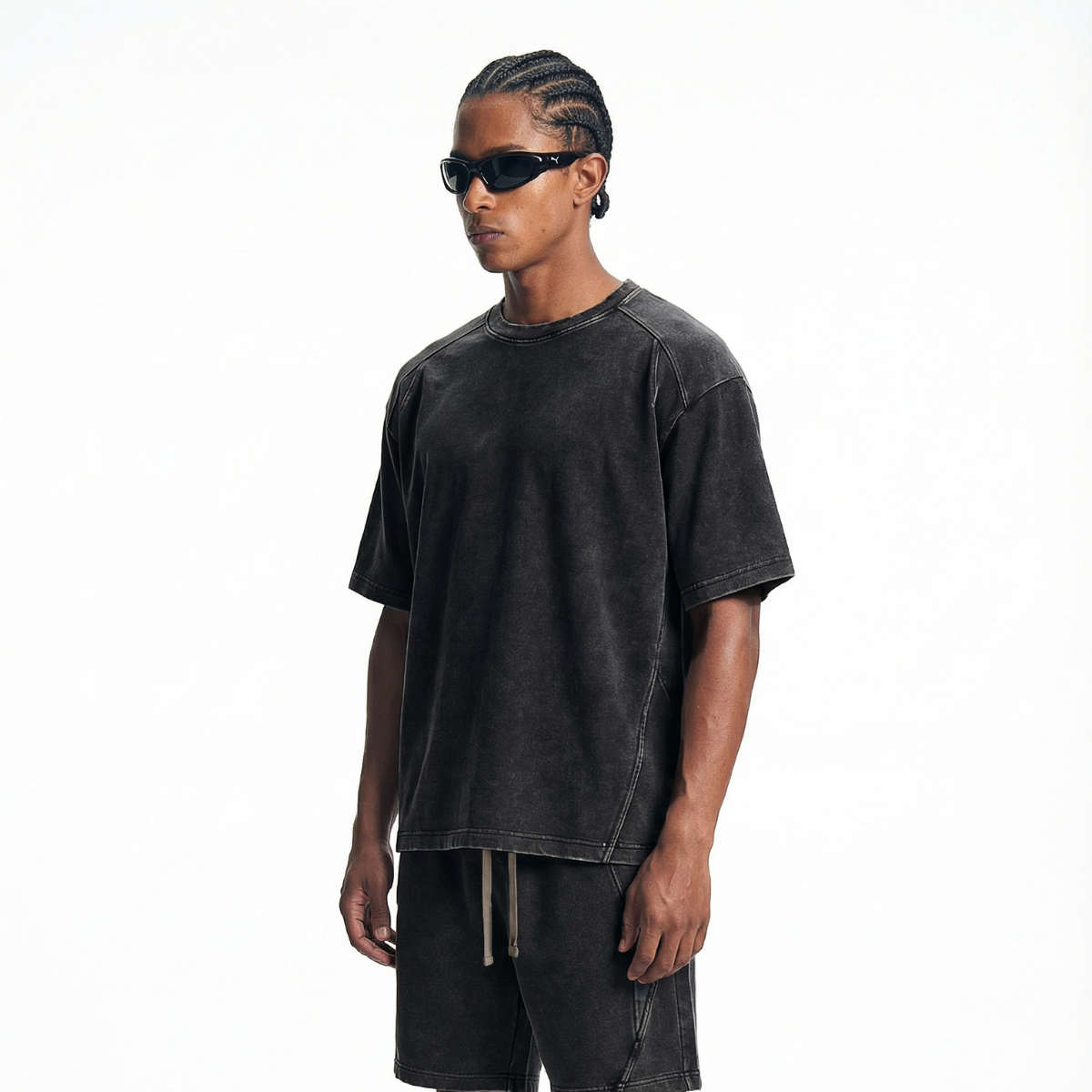 Stone Wash Distressed Short-Sleeve Baggy Tee