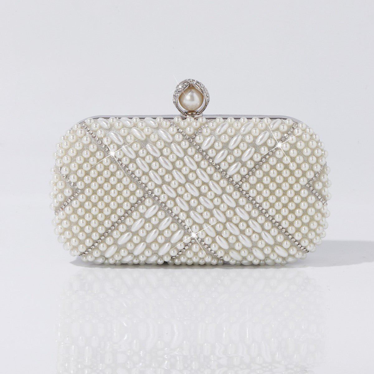 White pearl evening bag for weddings